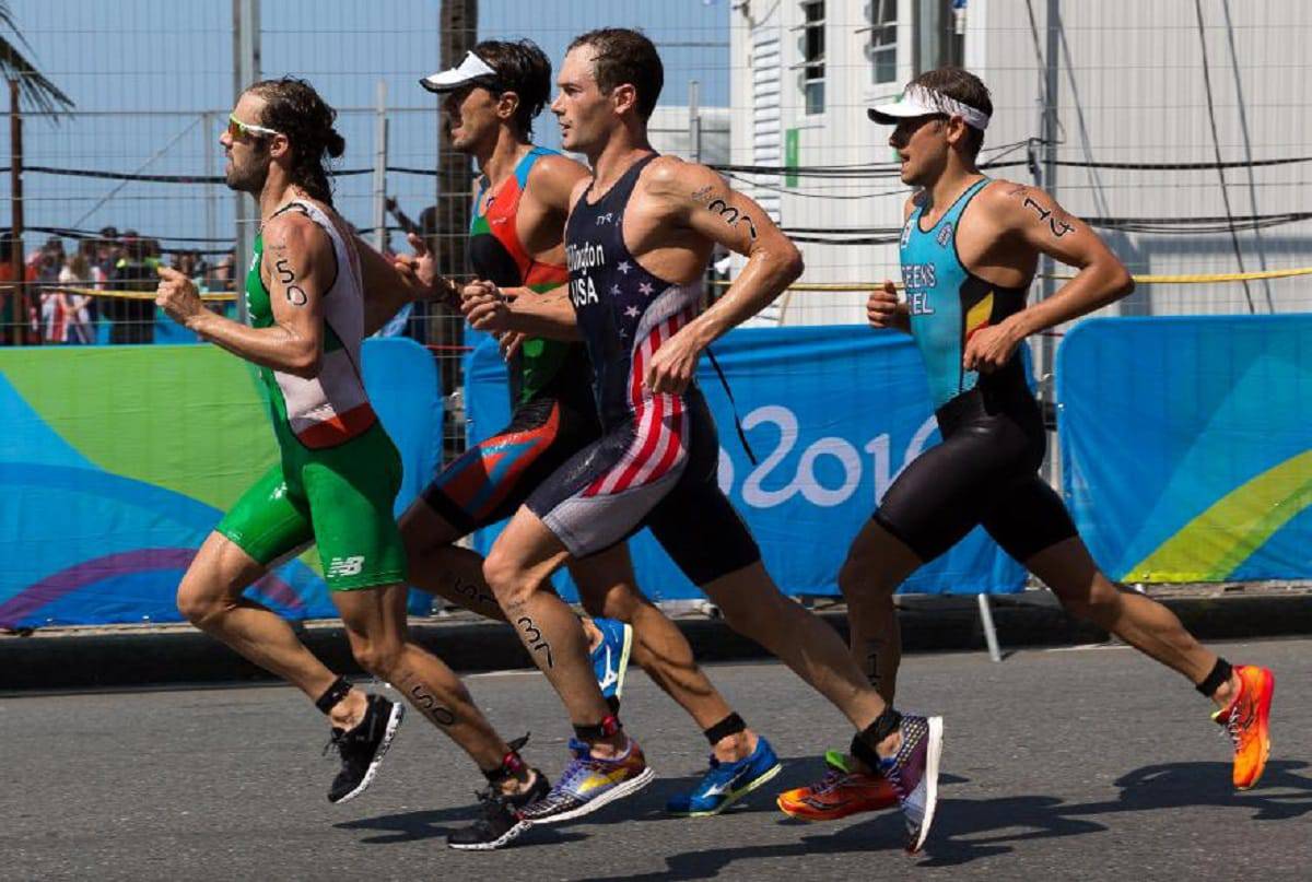 Runners competing in a triathlon