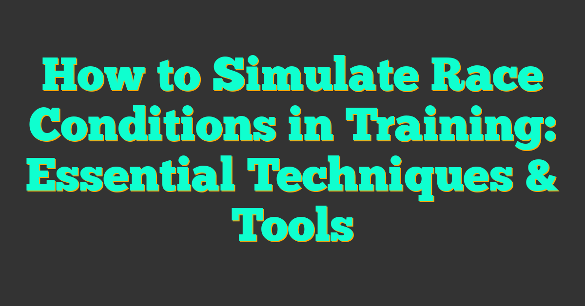 How to Simulate Race Conditions in Training: Essential Techniques & Tools